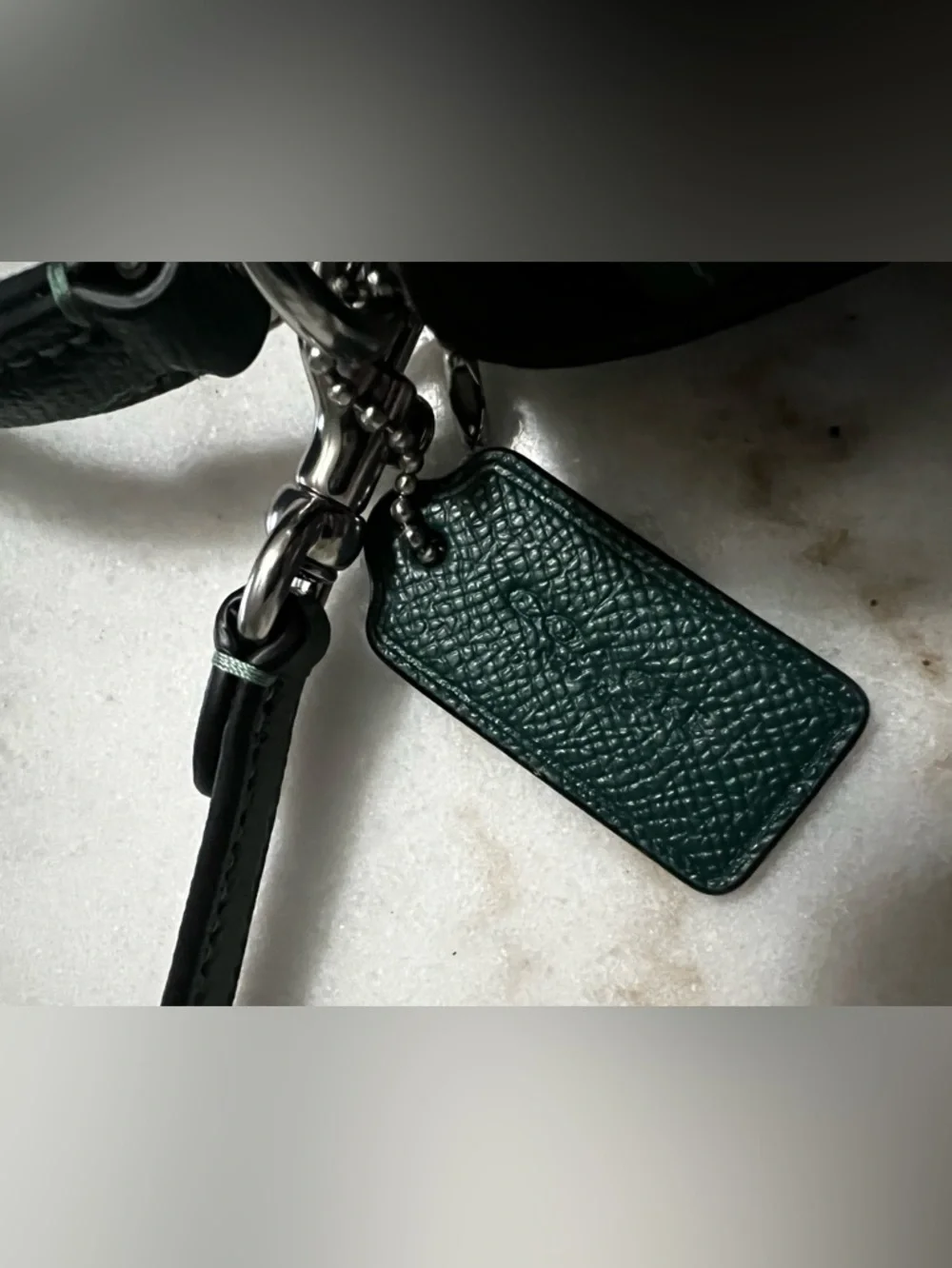 NWT COACH LYSA Top Handle Mini Satchel CrossBody Bag EMERALD X-grain Leather - Picture 8 of 14